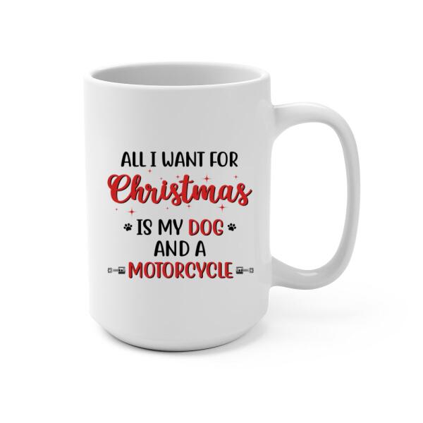 Personalized Mug, Motorcycle Woman With Dogs, Christmas Gift For Bikers And Dog Lovers