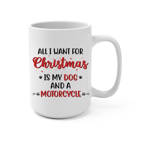 Personalized Mug, Motorcycle Man With Dogs, Christmas Gift For Bikers And Dog Lovers