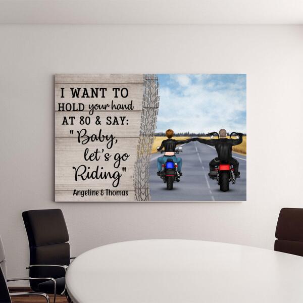 Personalized Canvas, Riding Couple Canvas Backview, Gifts For Motorcycle Riders