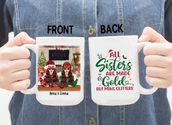 Personalized Mug, Up To 4 Girls, Christmas Besties, Christmas Gift For Sisters, Best Friends