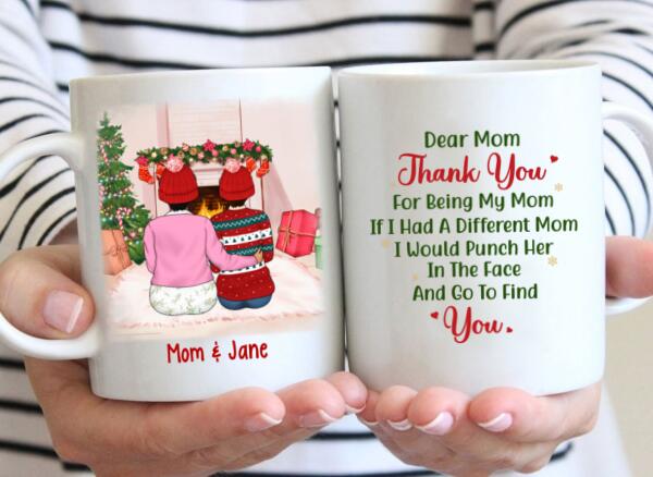 Mom and 3 Daughters Forever Never Apart - Christmas Personalized Gifts Custom Mug for Mom for Daughter