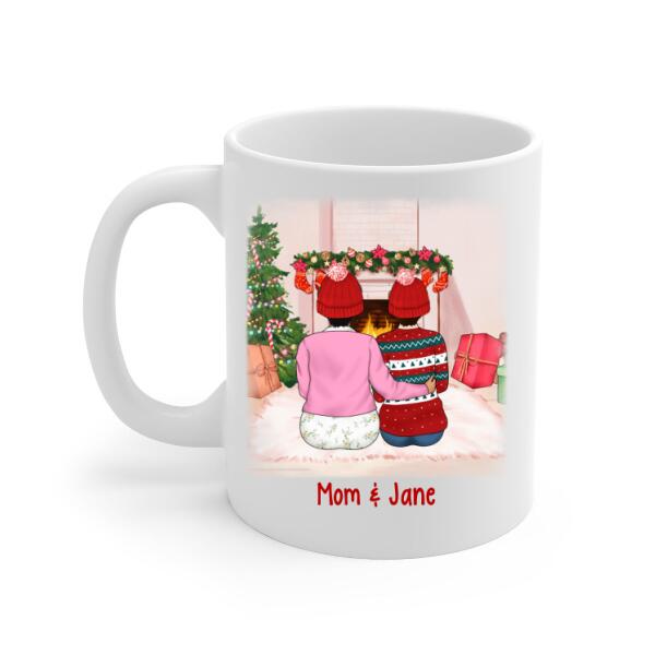 Mom and 3 Daughters Forever Never Apart - Christmas Personalized Gifts Custom Mug for Mom for Daughter