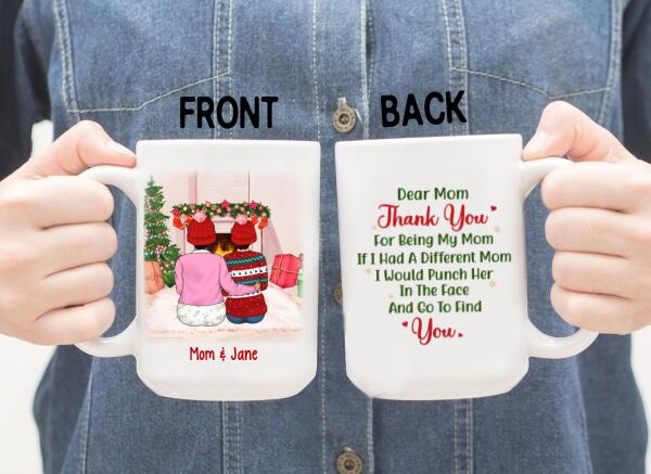 Mom and 3 Daughters Forever Never Apart - Christmas Personalized Gifts Custom Mug for Mom for Daughter