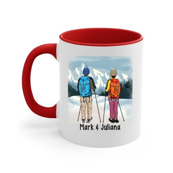 Personalized Mug, Snowshoeing Couple and Friends, Gift for Snowshoeing Lovers