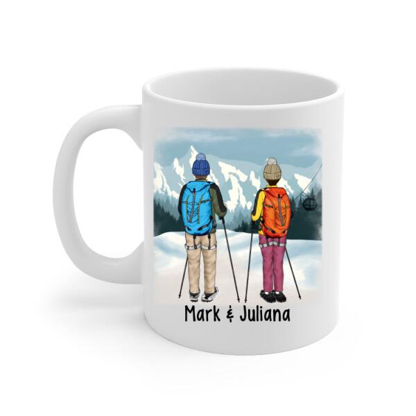 Personalized Mug, Snowshoeing Couple and Friends, Gift for Snowshoeing Lovers