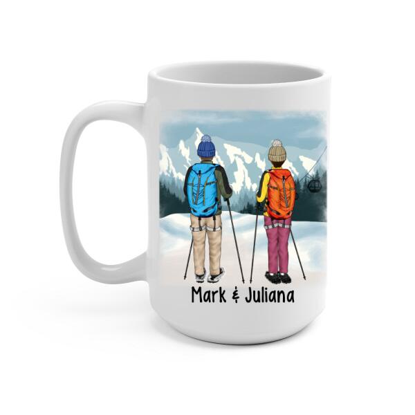 Personalized Mug, Snowshoeing Couple and Friends, Gift for Snowshoeing Lovers