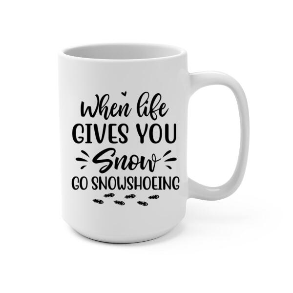 Personalized Mug, Snowshoeing Couple and Friends, Gift for Snowshoeing Lovers