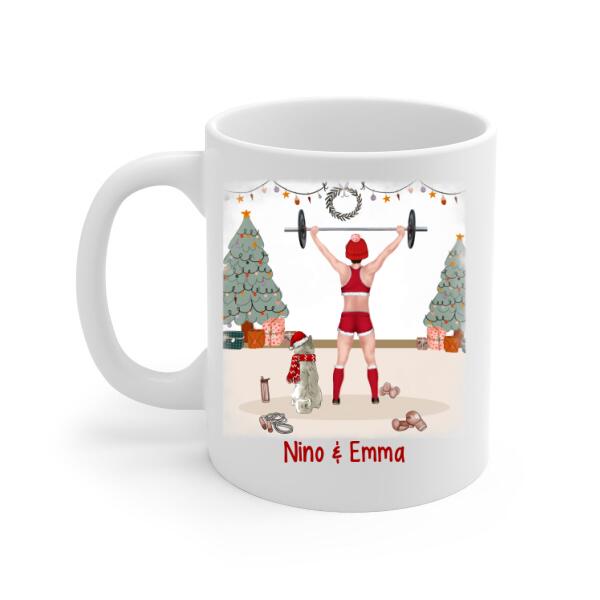 Personalized Mug, All I Want For Christmas Is A Weight Lifting And My Dogs, Christmas Gift For Fitness And Dog Lovers