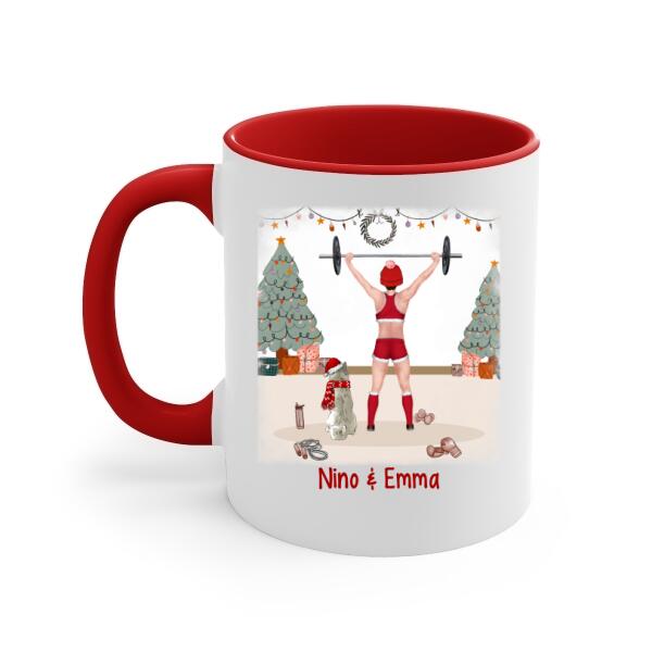 Personalized Mug, All I Want For Christmas Is A Weight Lifting And My Dogs, Christmas Gift For Fitness And Dog Lovers