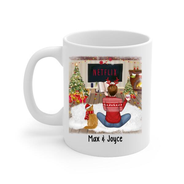 Personalized Mug, Christmas Is Better With Books And Cats, Christmas Gift For Book Lovers And Cat Lovers