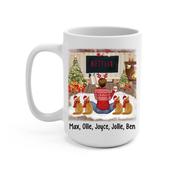 Personalized Mug, Christmas Is Better With Books And Cats, Christmas Gift For Book Lovers And Cat Lovers