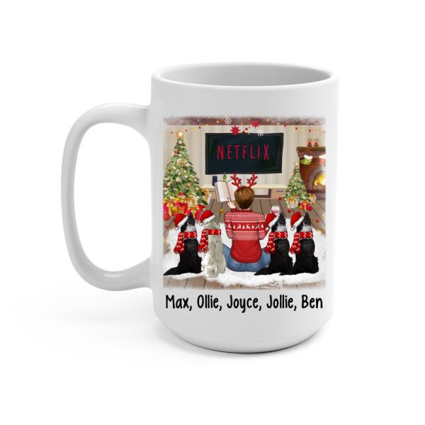 Personalized Mug, Christmas Is Better With Books And Dogs, Christmas Gift For Book Lovers And Dog Lovers