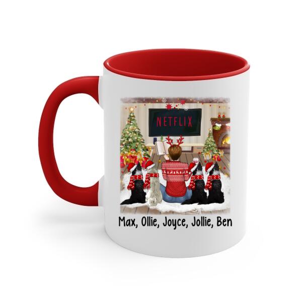 Personalized Mug, Christmas Is Better With Books And Dogs, Christmas Gift For Book Lovers And Dog Lovers