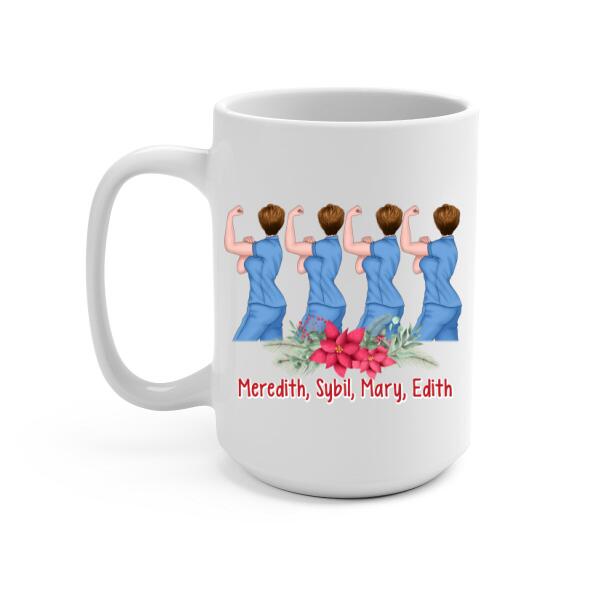 Personalized Mug, Up To 4 Women, Merry Christmas, May All Your Teeth Be White, Christmas Gift For Dental Colleagues