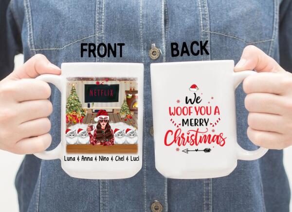 Personalized Mug, We Woof You A Merry Christmas, Christmas Gift For Cat Lovers