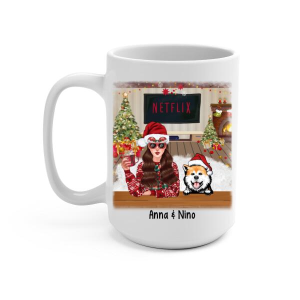 Personalized Mug, Up To 4 Dogs, We Woof You A Merry Christmas, Christmas Gift For Dog Lovers