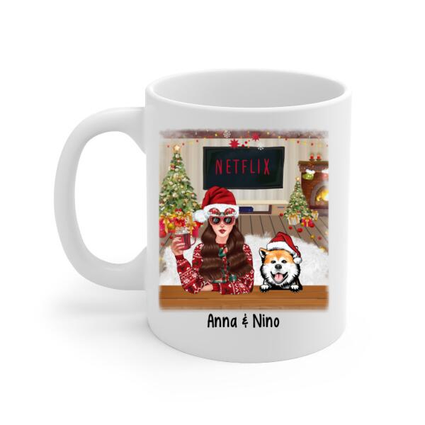 Personalized Mug, Up To 4 Dogs, We Woof You A Merry Christmas, Christmas Gift For Dog Lovers