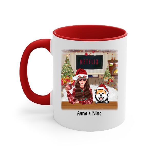 Personalized Mug, Up To 4 Dogs, We Woof You A Merry Christmas, Christmas Gift For Dog Lovers