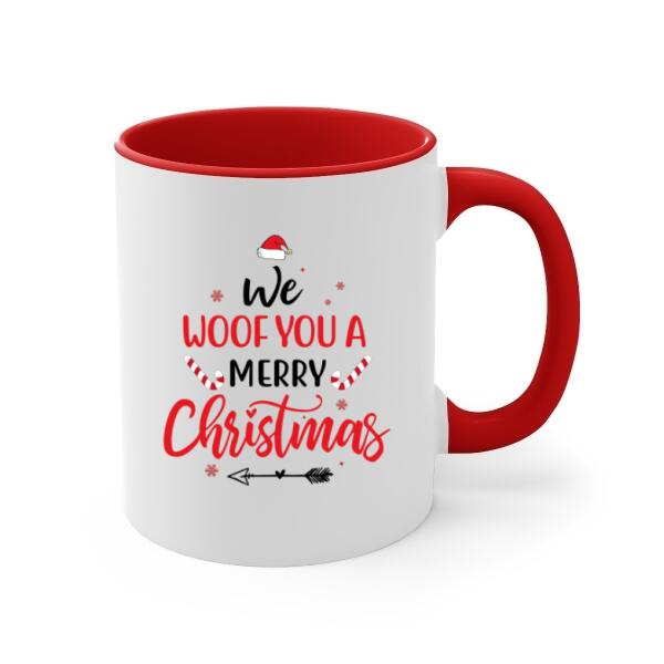 Personalized Mug, Up To 4 Dogs, We Woof You A Merry Christmas, Christmas Gift For Dog Lovers