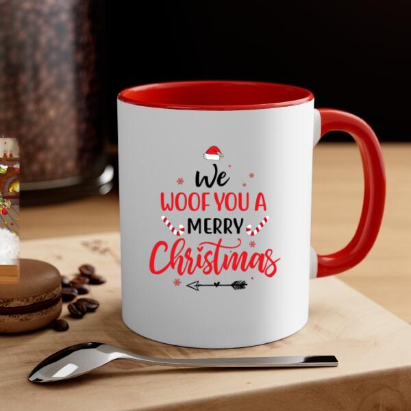 Personalized Mug, Up To 4 Dogs, We Woof You A Merry Christmas, Christmas Gift For Dog Lovers