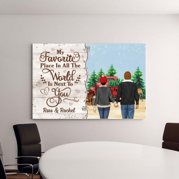 Personalized Canvas, My Favorite Place In All The World Is Next To You, Couple Holding Hands, Christmas Gift For Couples