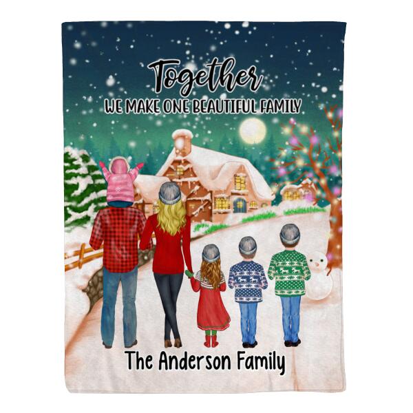 Personalized Blanket, Christmas Family Standing, Christmas Gift For Family