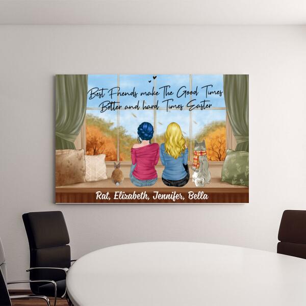 Personalized Canvas, Gift For Dog Lovers, Cat Lovers, Rabbit Lovers, Fall Gift For Sisters Best Friends