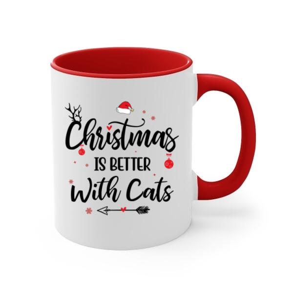 Personalized Mug, Christmas Is Better With Cats, Christmas Gift For Cat Lovers