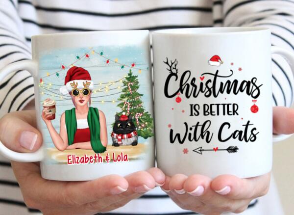 Personalized Mug, Christmas Is Better With Cats, Christmas Gift For Cat Lovers