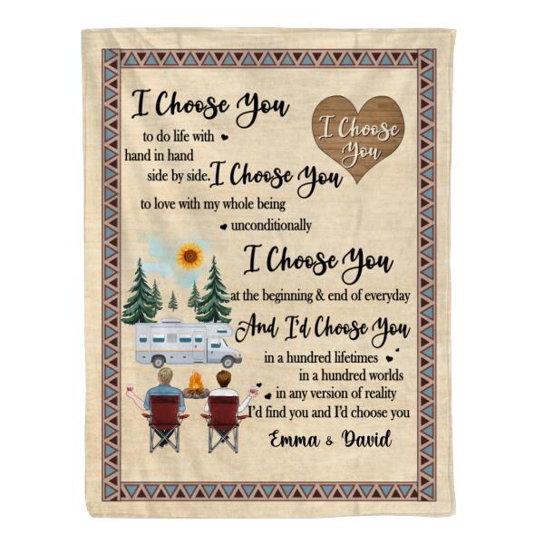 Personalized Blanket, Camping Couple, I Choose You, Gift for Campers, Couple