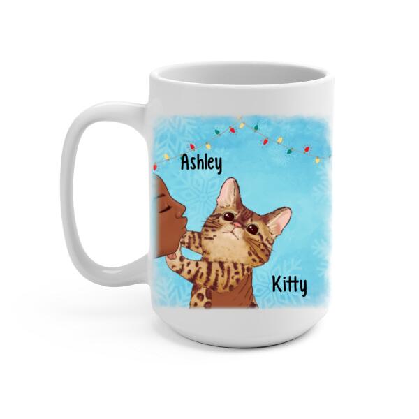 Personalized Mug, Cat No Kisses, Christmas Gift for Cat Lovers