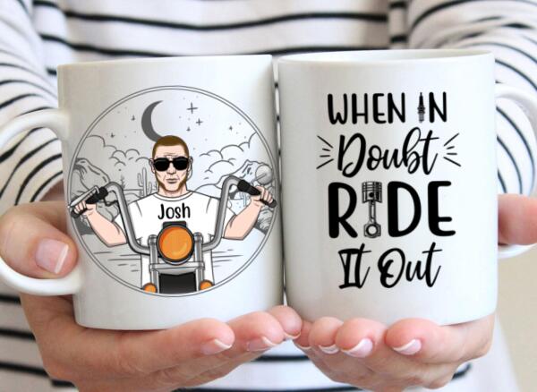 Personalized Mug, Old Man Biker, Custom Gifts For Motorcycle Lovers