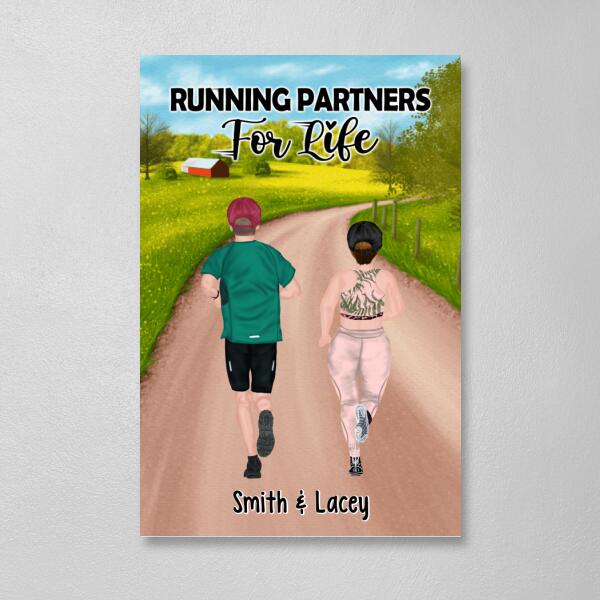 Personalized Canvas, Running Partners For Life, Gift For Running Couple And Friends