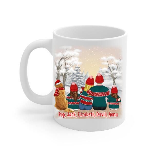 Personalized Ceramic Mug, Joy Love Peace Family Christmas, Christmas Gift For Whole Family