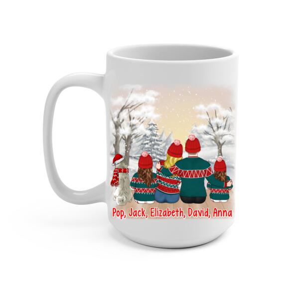 Personalized Ceramic Mug, Joy Love Peace Family Christmas, Christmas Gift For Whole Family