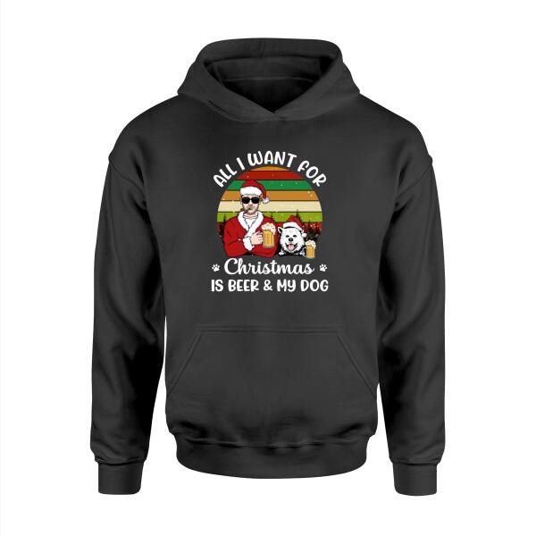 Personalized Shirt, All I Want For Christmas Is Beer & My Dogs, Christmas Gift For Beer And Dog Lovers