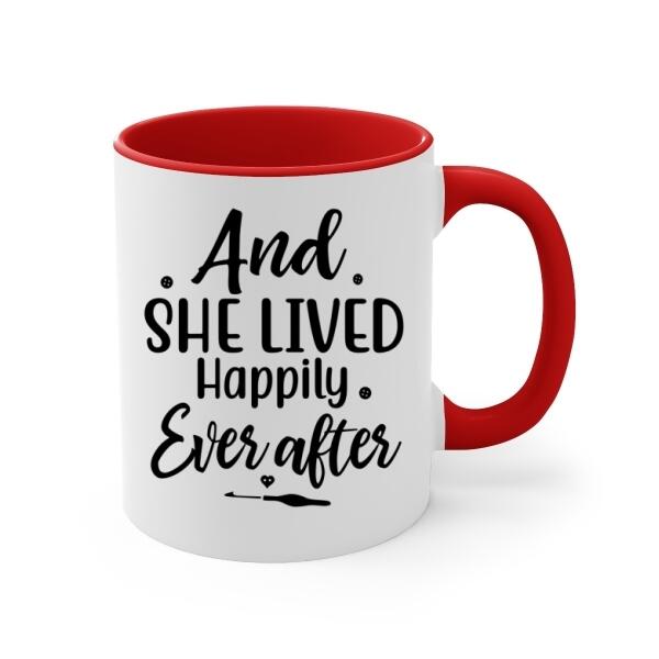 Grandma Crocheting and She Lived Happily Ever After - Personalized Gifts Custom Mug for Grandma