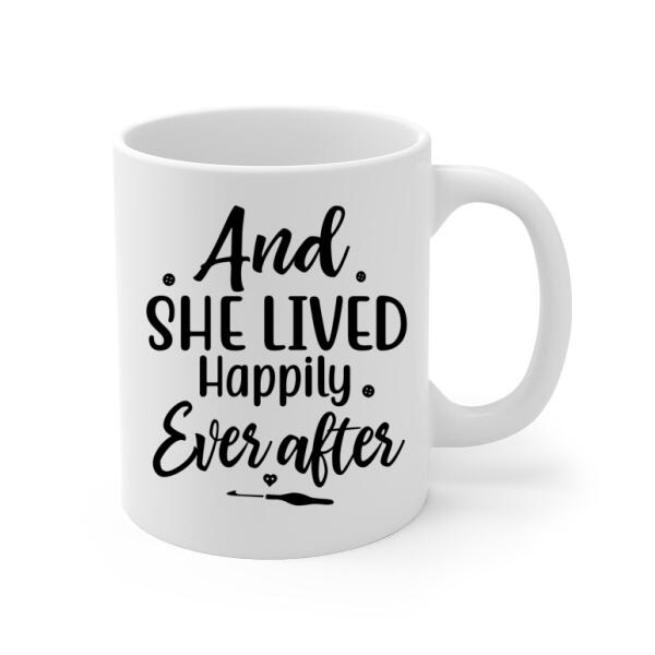 Grandma Crocheting and She Lived Happily Ever After - Personalized Gifts Custom Mug for Grandma