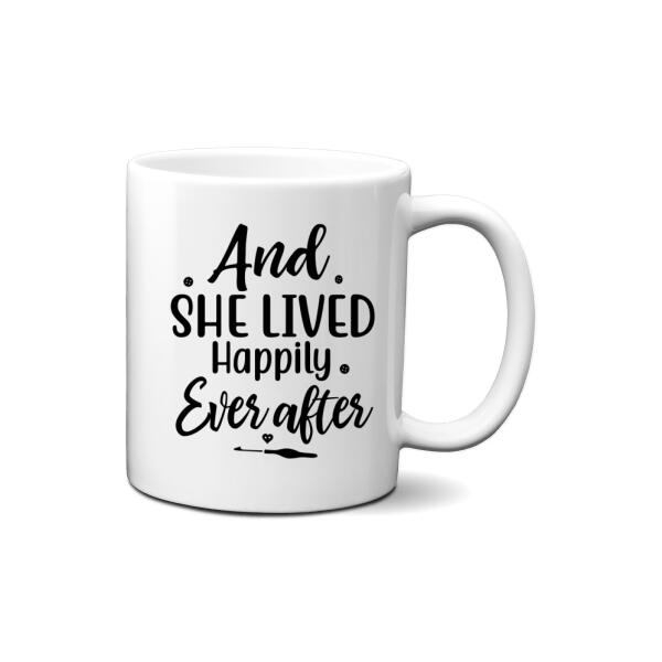 Grandma Crocheting and She Lived Happily Ever After - Personalized Gifts Custom Mug for Grandma