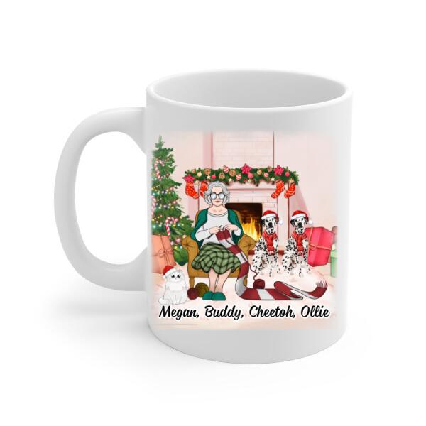 Personalized Mug, Up To 3 Pets, Crocheting Partners For Life, Chirtsmas Gift For Crocheting Lovers, Dog Lovers, Cat Lovers