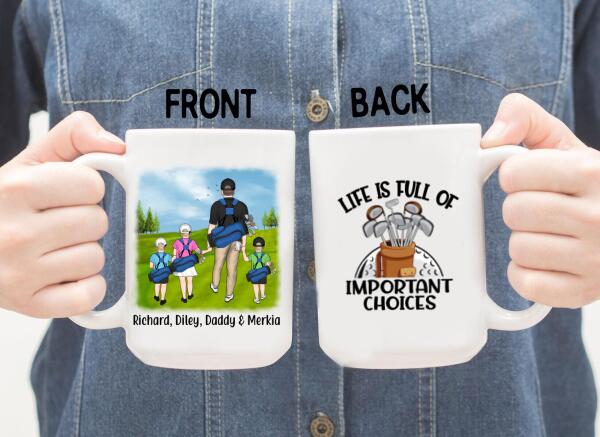 Personalized Mug, Golfing Family Parent And Kids, Custom Gift For Family And Golf Lover