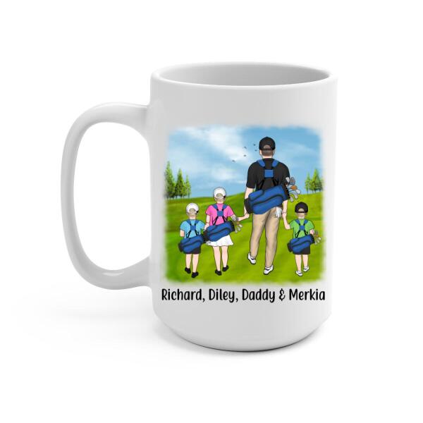 Personalized Mug, Golfing Family Parent And Kids, Custom Gift For Family And Golf Lover