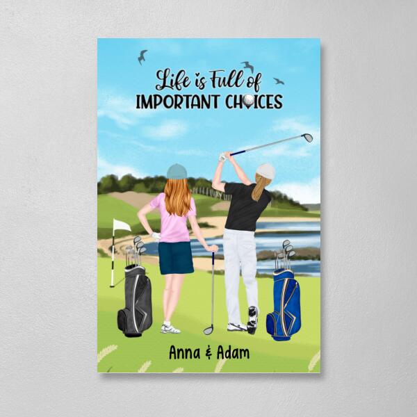 Personalized Canvas, Golf Partners - Couple And Friends Gift, Gift For Golfers