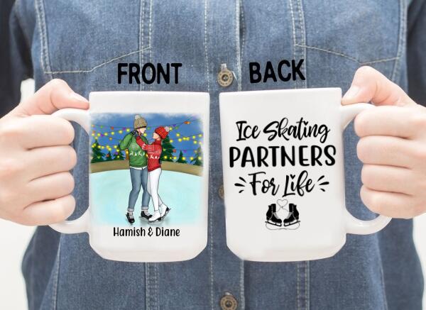 Personalized Ceramic Mug, Ice Skating Partners for Life, Gift for Ice Skating Couple