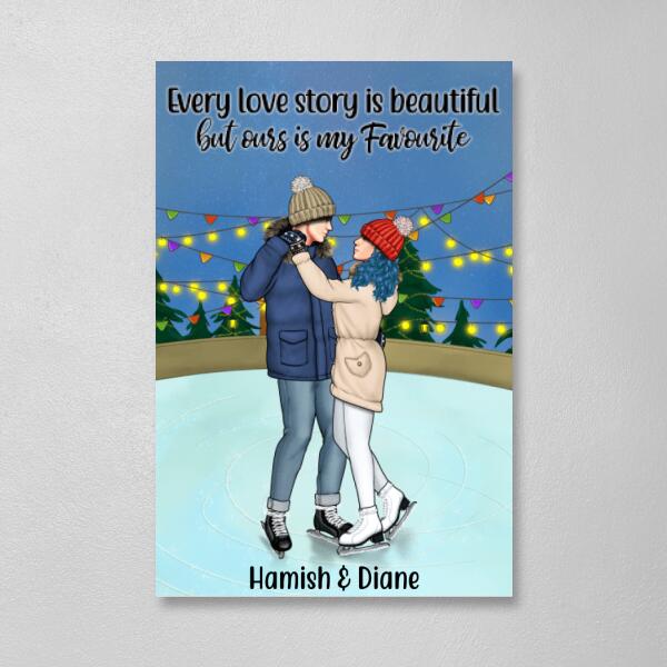 Every Love Story Is Beautiful - Personalized Gifts Custom Ice Skating Canvas/Poster For Couples, Ice Skating Gifts