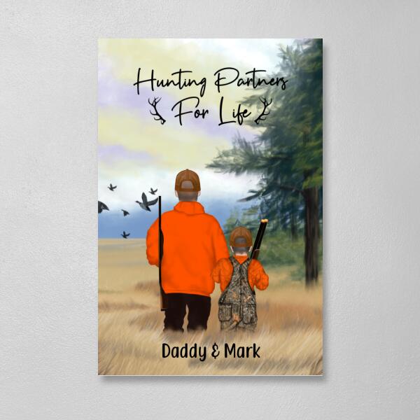 Personalized Canvas, Hunting Partners -  Parents And Kids, Couple And Friends, Gift For Family, Gift For Hunters