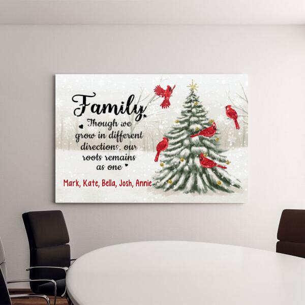 Personalized Canvas, Family Though We Grow In Different Directions, Christmas Gift For Family