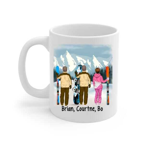 Personalized Mug, Snowboarding and Skiing Friends, Gift For Snowboard And Ski Lovers