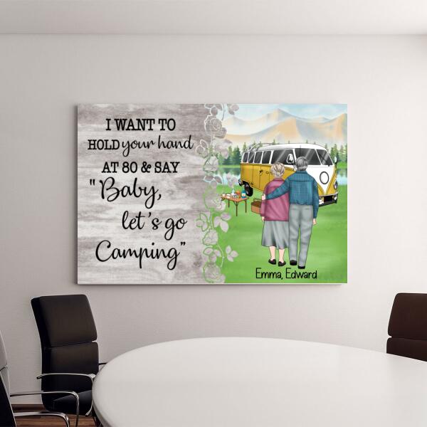 Personalized Canvas, Old Couple Camping, Baby Let's Go Camping, Gift for Camping Lovers