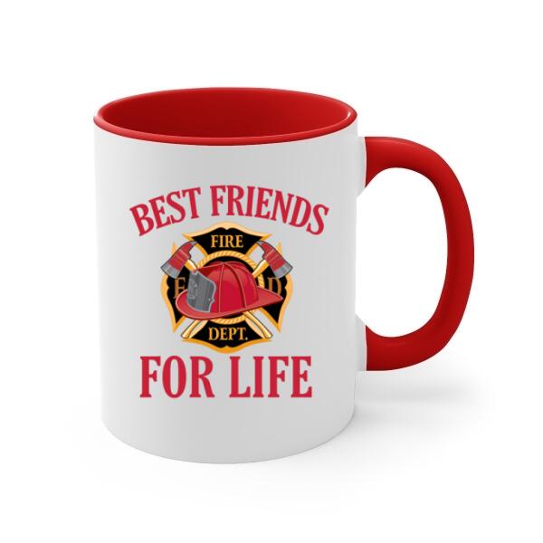 Personalized Mug, Best Friends For Life - Firefighter Couple And Friends, Gift For Firefighters